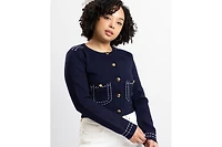 Caldwell Collection Women's Jessica Cropped Fitted Button-Front Cardigan