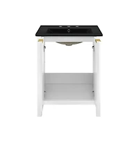 Swiss Madison Bastille 24 in. White Bathroom Vanity With Black, 3-Hole Ceramic Sink Top