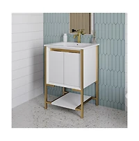 Swiss Madison Marseille 24" Bathroom Vanity in White and Brushed Gold