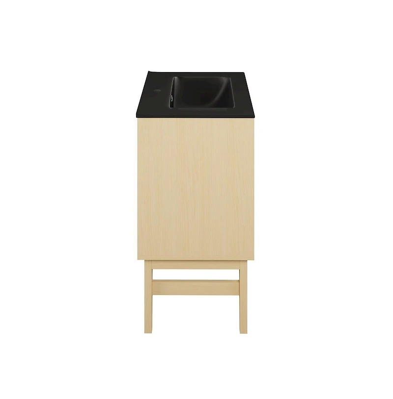Swiss Madison Bosse 24" Freestanding Bathroom Vanity in Natural Oak with Black Sink Top