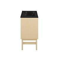 Swiss Madison Bosse 24" Freestanding Bathroom Vanity in Natural Oak with Black Sink Top