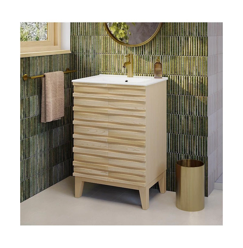 Swiss Madison Cascade 24" Bathroom Vanity in Natural Oak