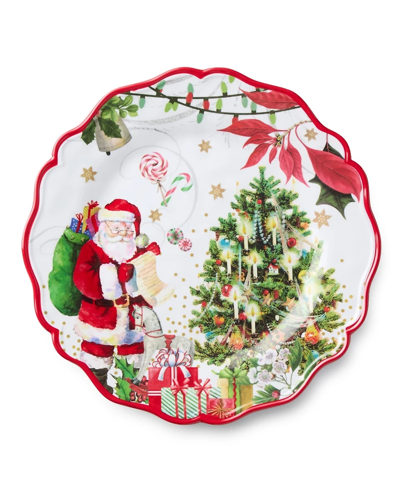 Certified International Santa's Delivery Melamine Dinner Plates, Set of 4