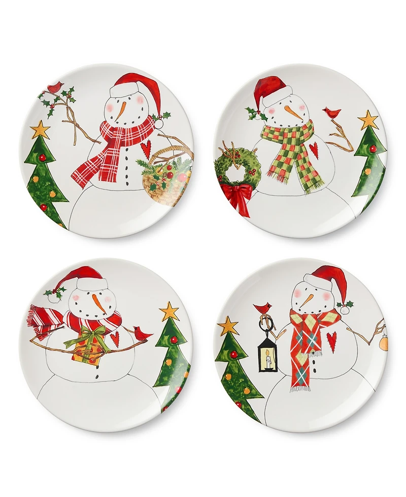 Certified International Snowman Delight Dinner Plates, Set of 4