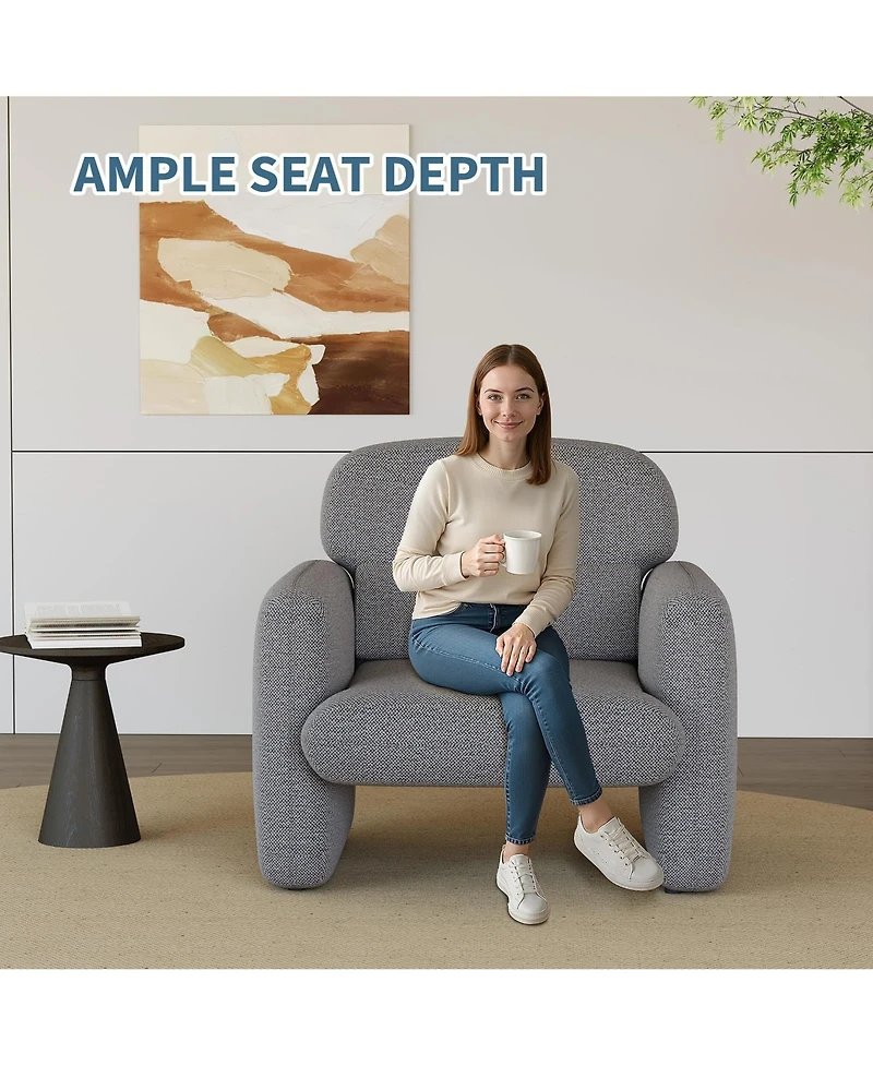 gaomon Accent Chair Set of 2 Linen Upholstered Armchair with Ergonomic Lumbar Support Solid Wood Frame Pet-Friendly for Living Room Bedroom Office