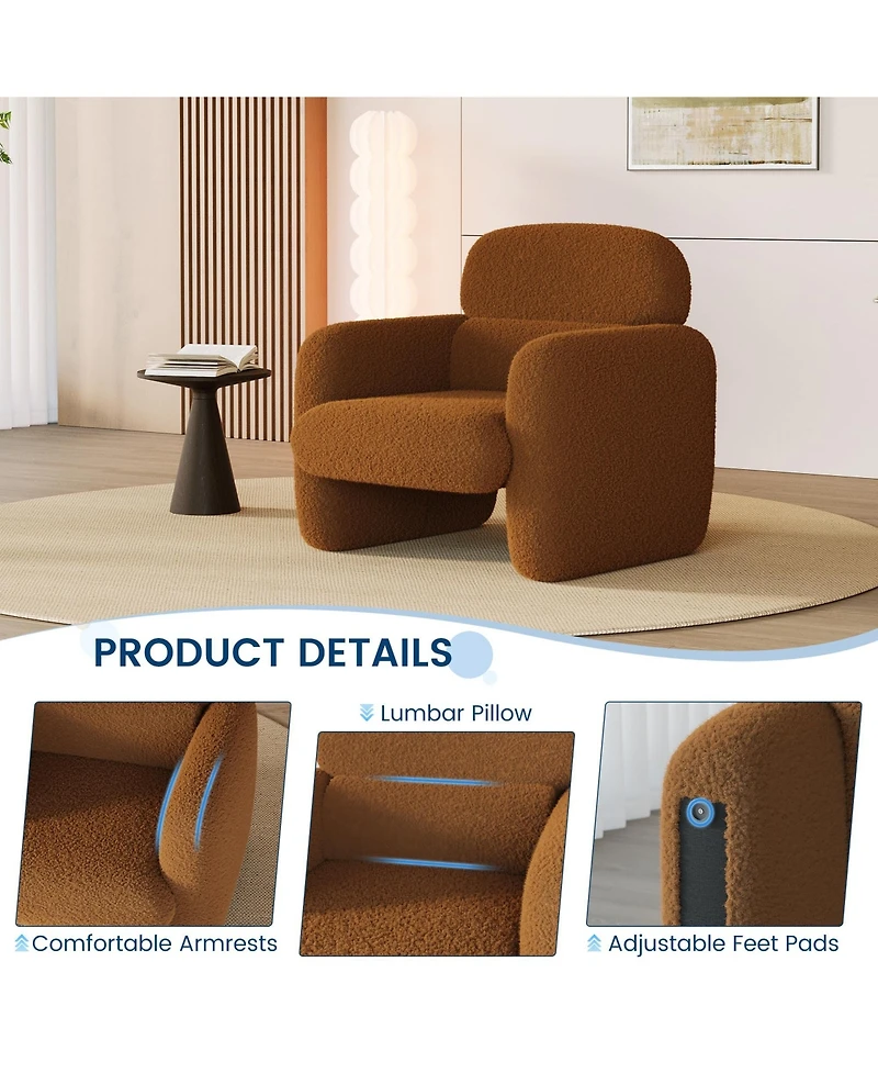 gaomon Accent Chair Set of 2 Boucle Upholstered Armchair with Ergonomic Lumbar Support Wood Frame for Living Room Bedroom Office