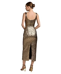 Mac Duggal Women's Metallic Jacquard Sheath Midi Dress