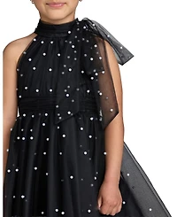 Mac Duggal Big Girls Pearl Embellished Tulle Fit and Flare Dress