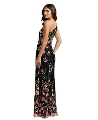 Mac Duggal Petite One Shlouder Lace Embroidered Gown Dresse