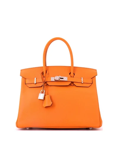 Pre-Owned Hermes Birkin 30 Handbag Orange Epsom with Palladium Hardware