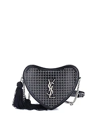 Pre-Owned Saint Laurent Small Love Heart Tassel Chain Bag Studded Leather