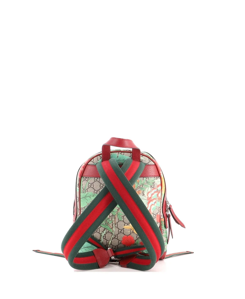 Pre-Owned Gucci Small Zip Pocket Backpack Tian Print Gg Coated Canvas