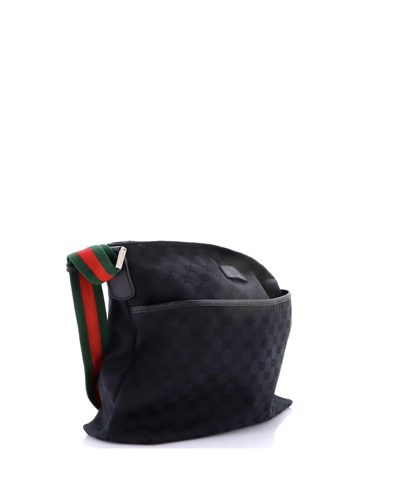 Pre-Owned Gucci Front Pocket Web Messenger Gg Canvas