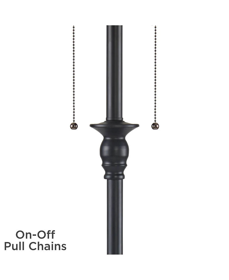 360 Lighting Dyna 58" High Black and Creme 2-Light Floor Lamp