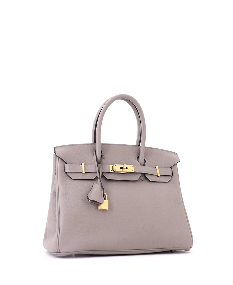 Pre-Owned Hermes Birkin 30 Handbag Grey Novillo with Gold Hardware