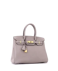Pre-Owned Hermes Birkin 30 Handbag Grey Novillo with Gold Hardware