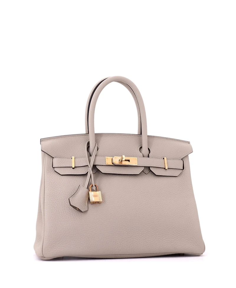 Pre-Owned Hermes Birkin 30 Handbag Grey Togo with Rose Gold Hardware