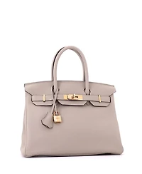Pre-Owned Hermes Birkin 30 Handbag Grey Togo with Rose Gold Hardware