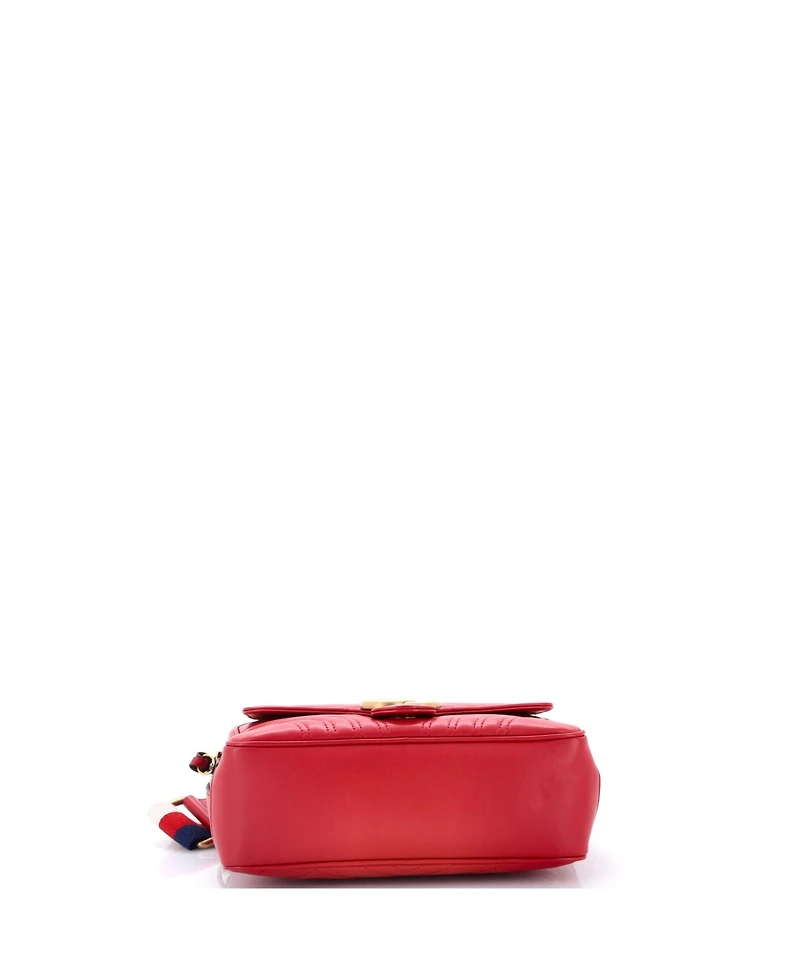 Pre-Owned Gucci Small Gg Marmont Zip Around Camera Bag Matelasse Leather