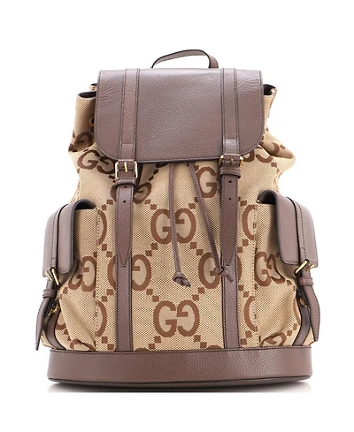 Pre-Owned Gucci Large Double Pocket Belt Backpack Jumbo Gg Canvas and Leather