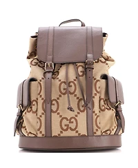 Pre-Owned Gucci Large Double Pocket Belt Backpack Jumbo Gg Canvas and Leather