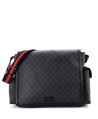 Pre-Owned Gucci Small Web Strap Diaper Bag Gg Coated Canvas