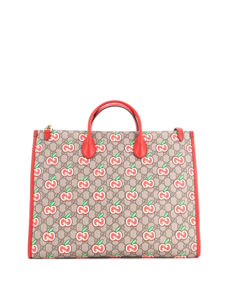 Pre-Owned Gucci Large Convertible Open Tote Apple Gg Coated Canvas