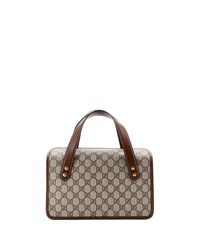 Pre-Owned Gucci Small Horsebit 1955 Boston Bag Gg Coated Canvas