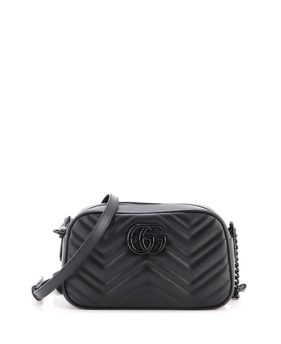 Pre-Owned Gucci Small Gg Marmont Monochrome Shoulder Bag Matelasse Leather
