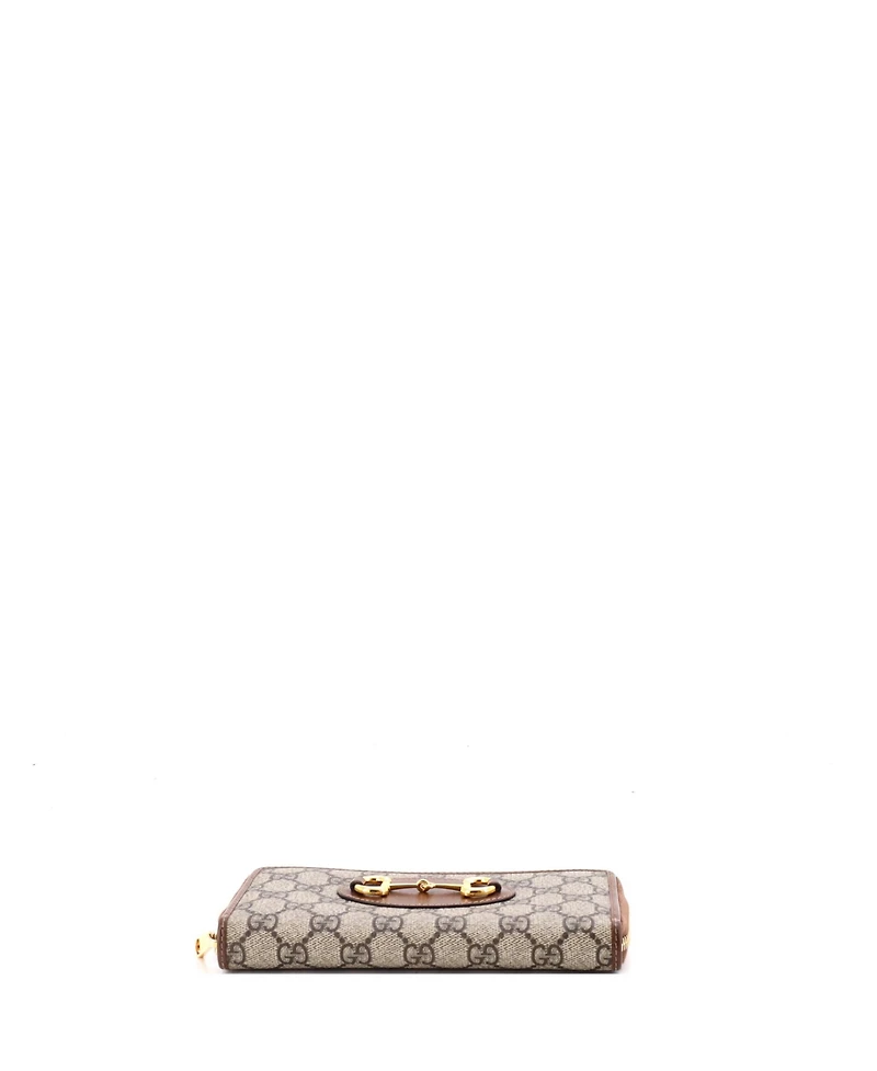 Pre-Owned Gucci Long Horsebit 1955 Zip Around Wallet Gg Coated Canvas