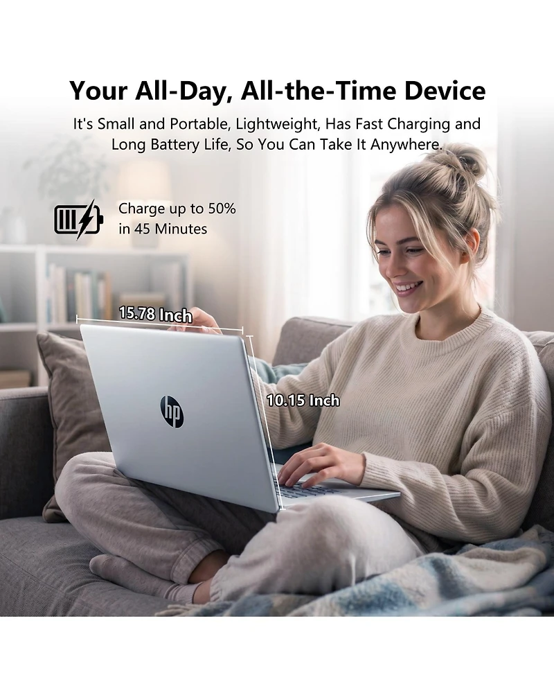 Hp 17.3" Touchscreen Business Copliot Ai Laptop, Intel Core Ultra 7 255U, Intel Graphics, 16GB DDR5, 512GB Ssd, Wi-Fi 6, Win11 Home, Silver
