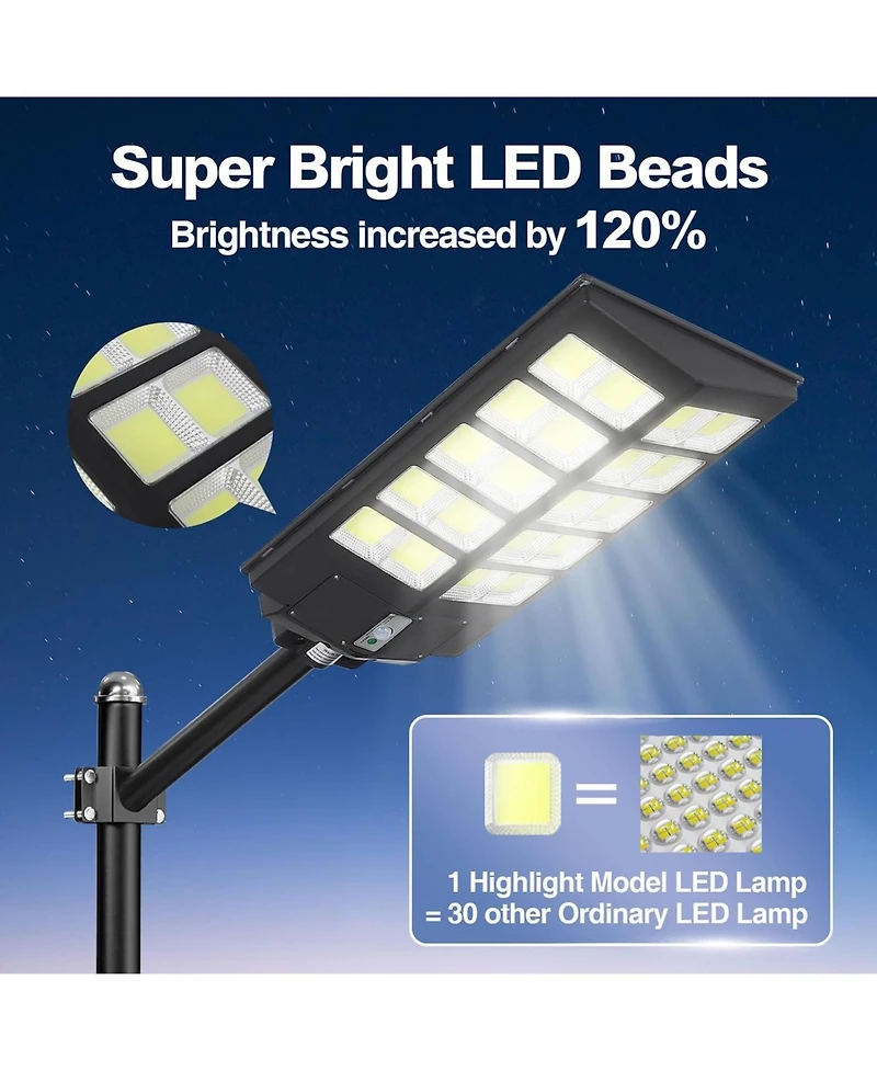 Maxsa 4000W Solar Street Light Outdoor, 6500K Led Security Light with Motion Sensor, Remote Control, Dusk-to-Dawn, IP67 Waterproof