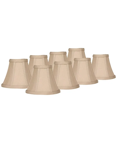 Imperial Shade Set of Bell Lamp Shades Evaline Taupe Brown Fabric Small 3" Top x " Bottom x 5" High Candelabra Clip-On Fitting