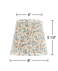Springcrest 4" Top x 6" Bottom x 5 1/2" High x Print Lamp Shade Replacement Small Leaf Shirred Pleated Clip On Candelabra