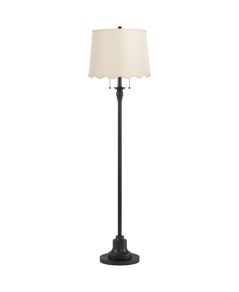 360 Lighting Dyna 58" High Black and Cream Scalloped Shade 2-Light Floor Lamp