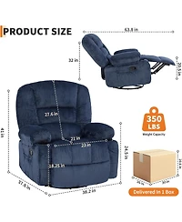 Oversized Swivel Rocker Recliner with Massage and Heat, Corduroy, Extra Wide Seat
