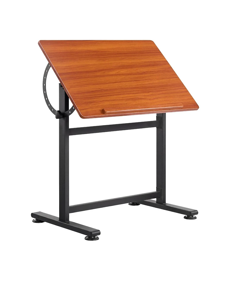 Adjustable Steel-Wood Drafting Table, 0degree(s)-90degree(s) Tilting Art Desk, 35.4" x 23.6" Workspace with Anti-Slip Lip