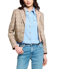 Central Park West Women's Sienna Plaid Cropped Blazer