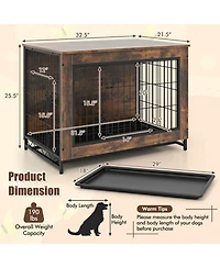 Sugift Dog Crate Furniture End Table with Double Lockable Doors and Removable Pull-Out Tray for Medium Dogs