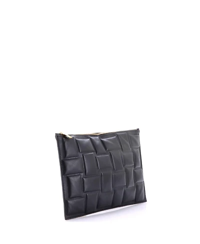 Pre-Owned Bottega Veneta Cassette Zip Clutch Embossed Padded Leather