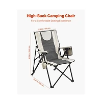 Slickblue Portable Reclining Camping Chair with Headrest, Armrests and Full Padding for Outdoor Use