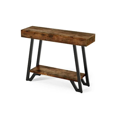 Slickblue Industrial 2-Tier Console Table with Geometric Metal Frame