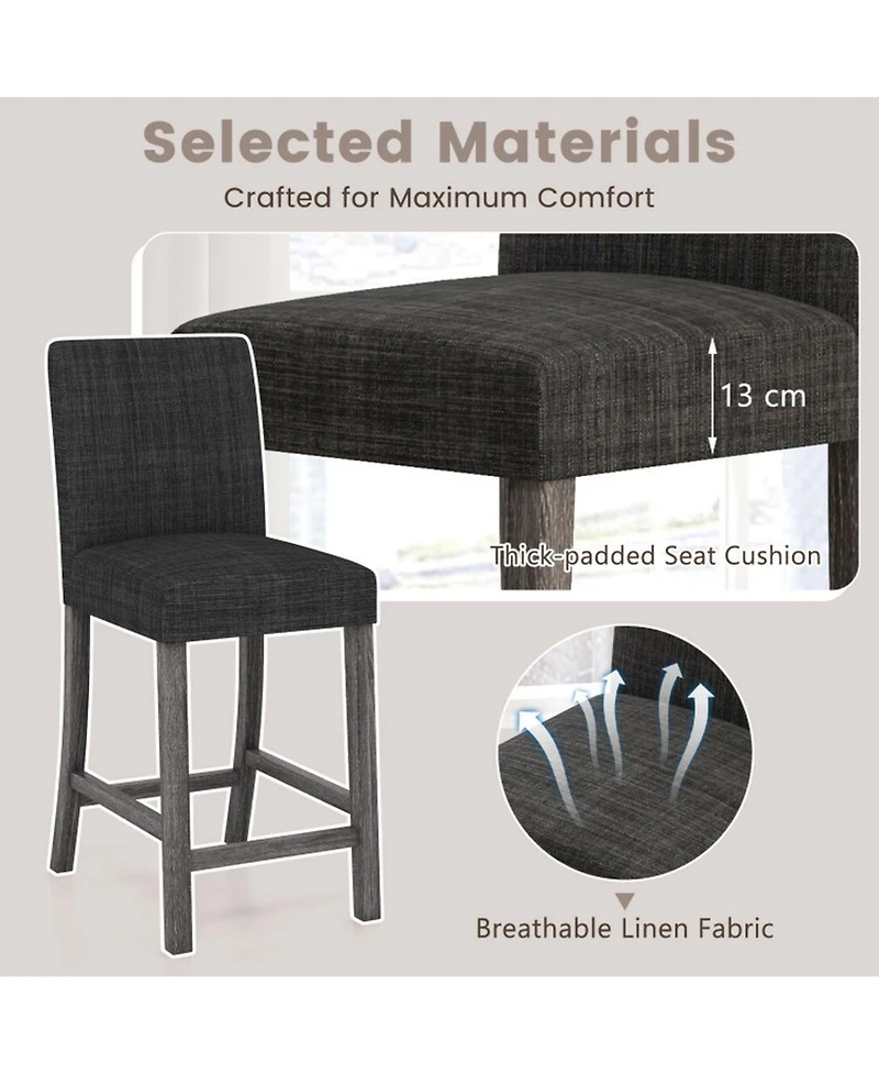 Sugift Counter Height Bar Stools Set of 2 with Backrest and Footrest