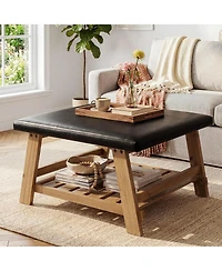Tribesigns 31.5" Square Ottoman Coffee Table with Shelf