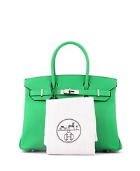 Pre-Owned Hermes Birkin 30 Handbag Green Epsom with Palladium Hardware