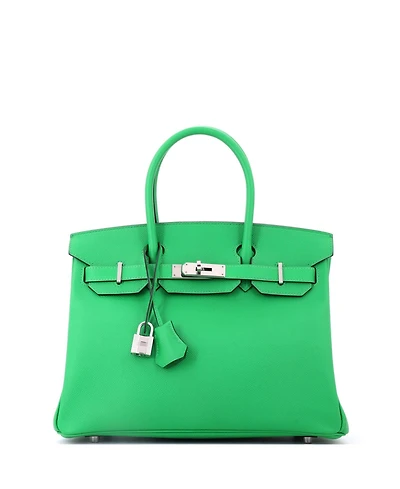 Pre-Owned Hermes Birkin 30 Handbag Green Epsom with Palladium Hardware