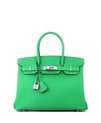 Pre-Owned Hermes Birkin 30 Handbag Green Epsom with Palladium Hardware