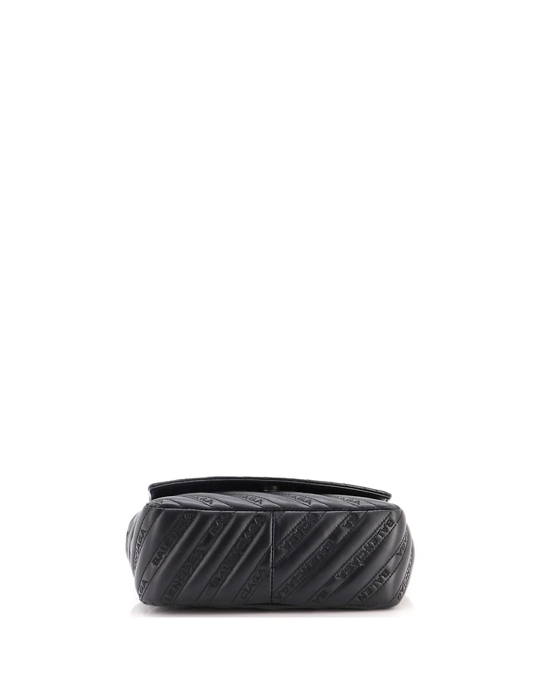 Pre-Owned Balenciaga Small Bb Chain Round Shoulder Bag Embossed Leather
