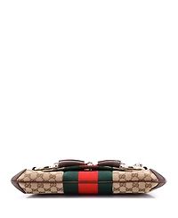 Pre-Owned Gucci Large Horsebit Web Chain Clutch Gg Canvas