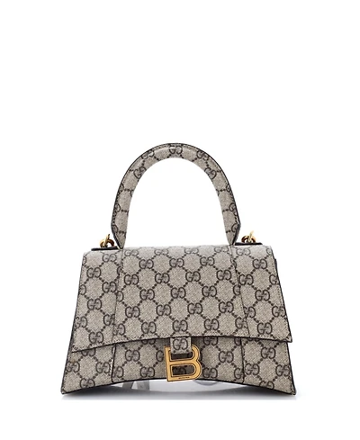 Pre-Owned Gucci Small x Balenciaga The Hacker Project Hourglass Top Handle Bag Gg Coated Canvas